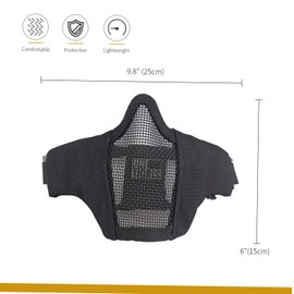 OneTigris 6" Tactical Foldable Half Face Mask Protective Mesh Mask for Airsoft Paintball CS with Adjustable and Elastic Belt Strap(Black), One Size