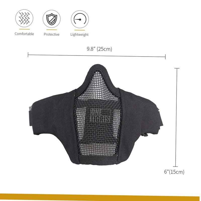 OneTigris 6" Tactical Foldable Half Face Mask Protective Mesh Mask