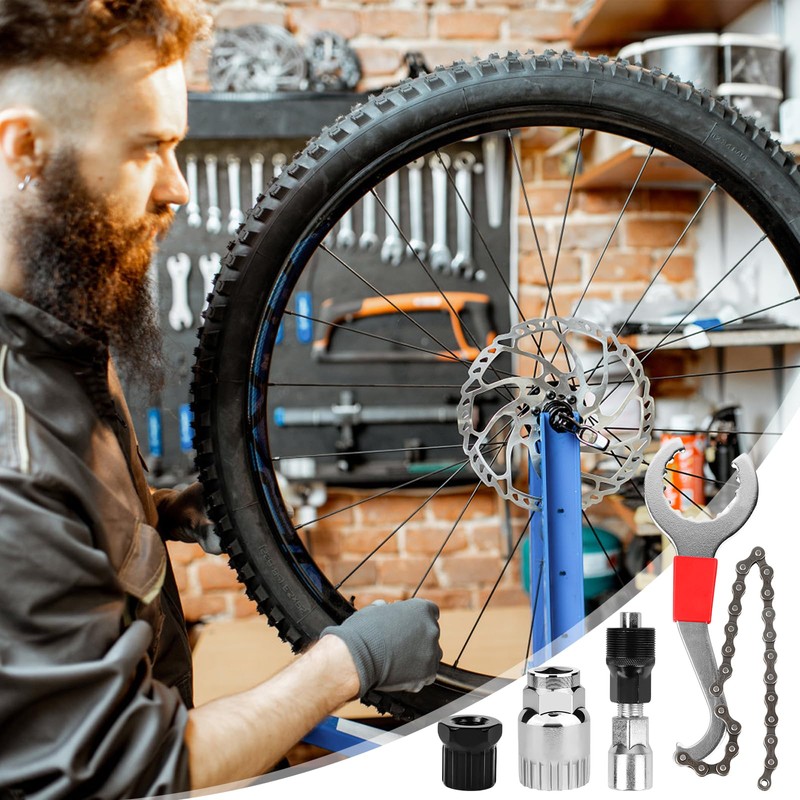 High Strength 4-Piece Bicycle Cassette Tool Set with 3-in-1 Cassette