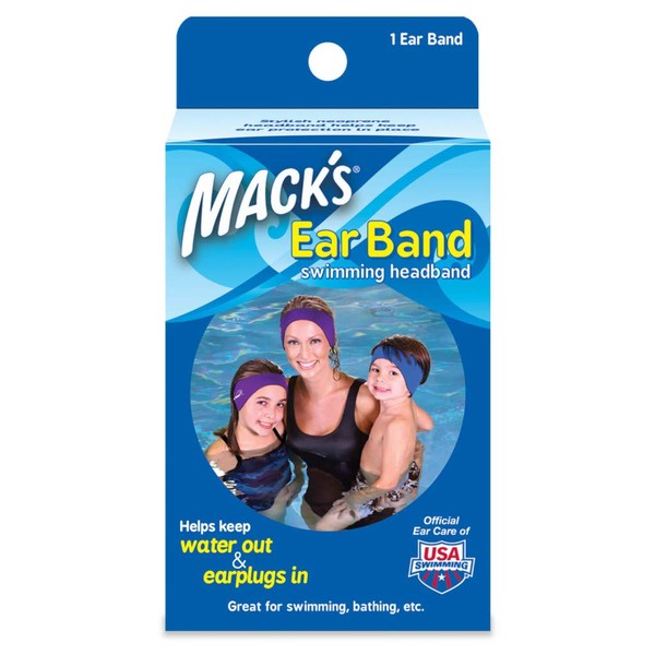 Mack's Ear Band Swimming Headband, Blue/ Purple (Pack of 2)