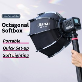 VIJIM Ulanzi AS-D30 30cm Mini Bowens Mount Octagon Softbox Octagonal Speedlite, Studio Flash, Speedlight Umbrella Softbox with Carrying Bag, Lightweight Compatible with Ulanzi 40W/40W Pro/60W Video Light.