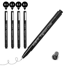 KEMYR 4 Micro Fine liner Drawing Art Pens Calligraphy Pens: 0.1mm Size Black Art supplies Waterproof Archival Black Ink Markers For Artists,Use for Professional Watercolor,Sketching