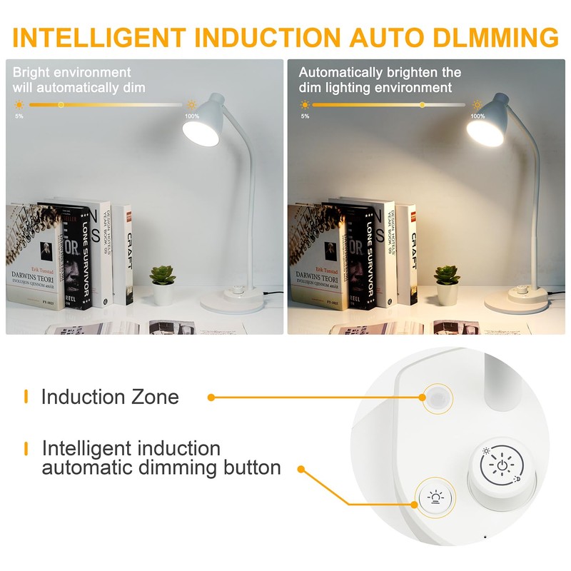 BOHON LED Desk Lamp with USB Charging Port, 3 Color