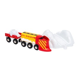 BRIO World Christmas Snow Plow Train for Kids Age 3 Years Up - Wooden Railway Set Add On Accessories