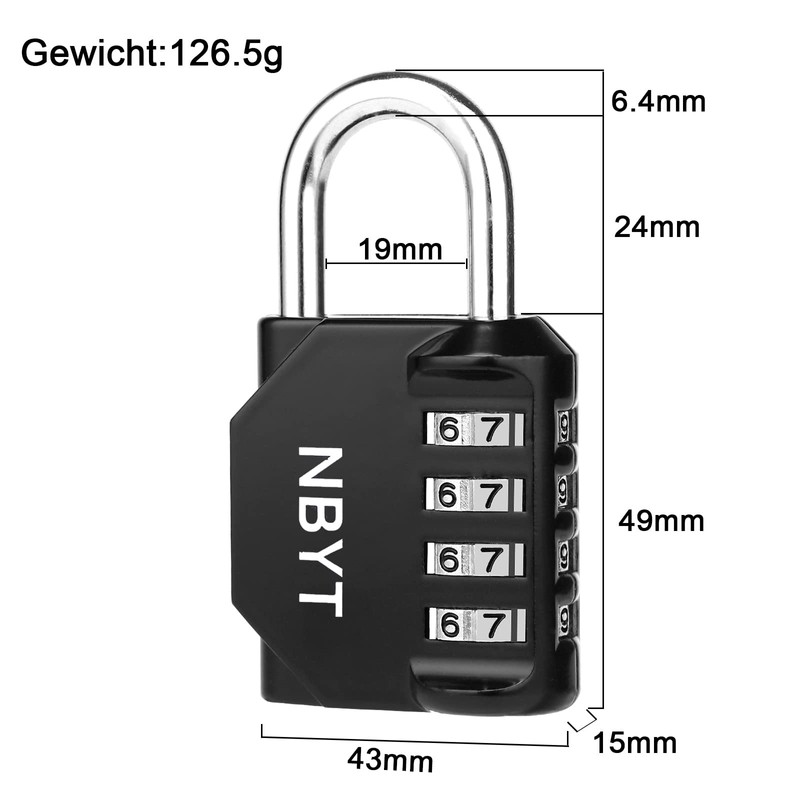 NBYT Zinc alloy password padlock, can be used on school