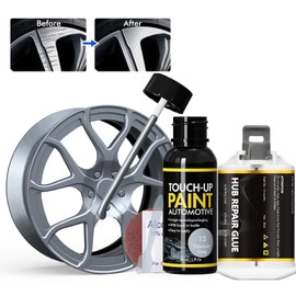 XTryfun Titanium Gray Rim Touch Up Paint, Rim Repair Kit Curb Rash, Wheel Touch Up Paint for Quickly Fix Rim Scratches, Chips and Surface Damage