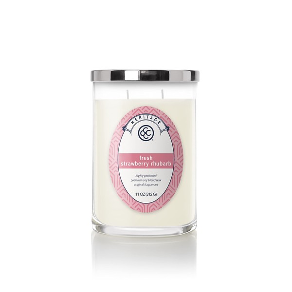 Colonial Candle Fresh Strawberry Rhubarb Scented Jar Candle, Heritage Collection, 2 Wick, 11 oz - Up to 80 Hours Burn