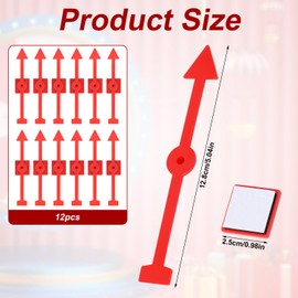 12pcs Arrow Game Spinners, Red Plastic Spinner Game Pointer Accessories for Classroom Board Game Spinners for Activities DIY Projects (Double-Sided Tape)