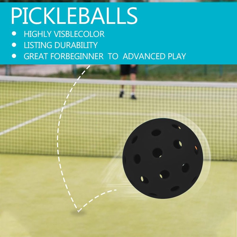 6 - Pack Pickleball Balls, 40 Holes Outdoor Pickleballs, High