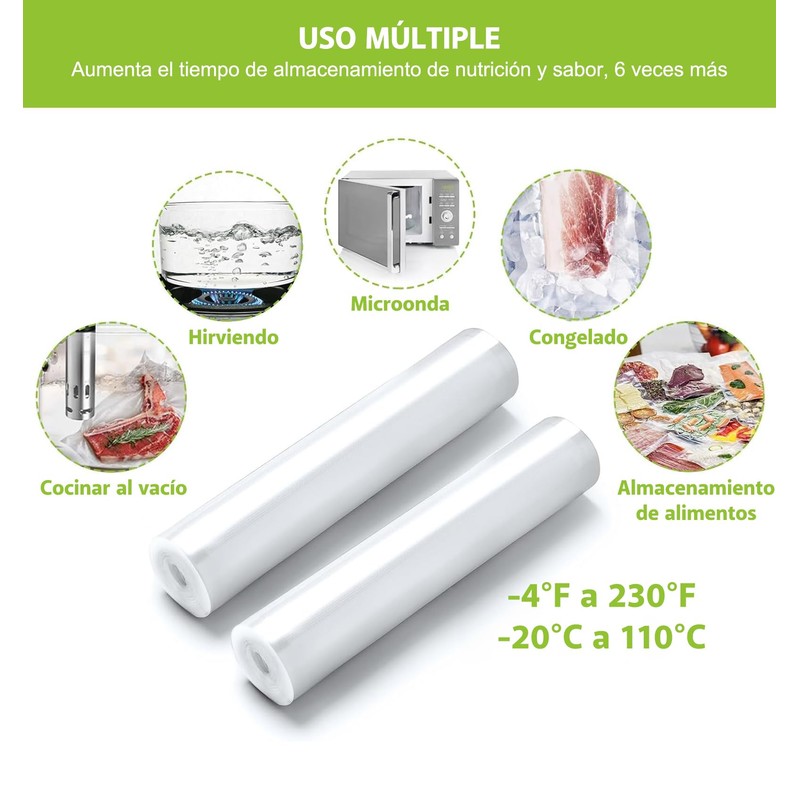 3 PCS Bolsas para Congelar Alimentos 28CM*500CM,Selladoras al Vacío de