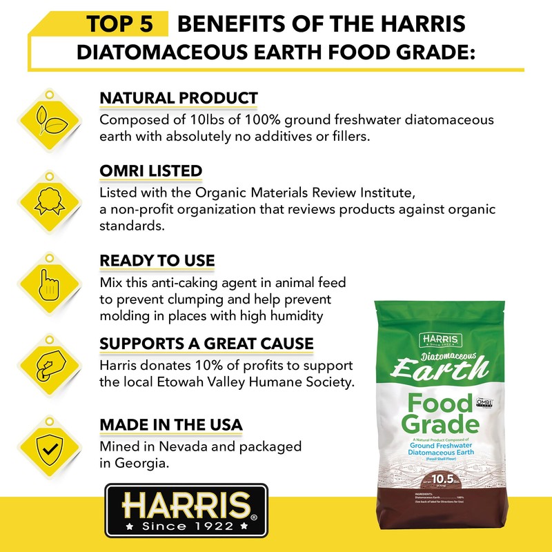 HARRIS Diatomaceous Earth Food Grade 10.5 LB, OMRI Certified, No