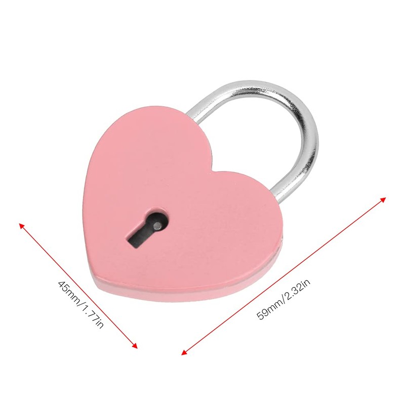Heart Shape Metal Padlock with Key, Mini Colorful Lock for