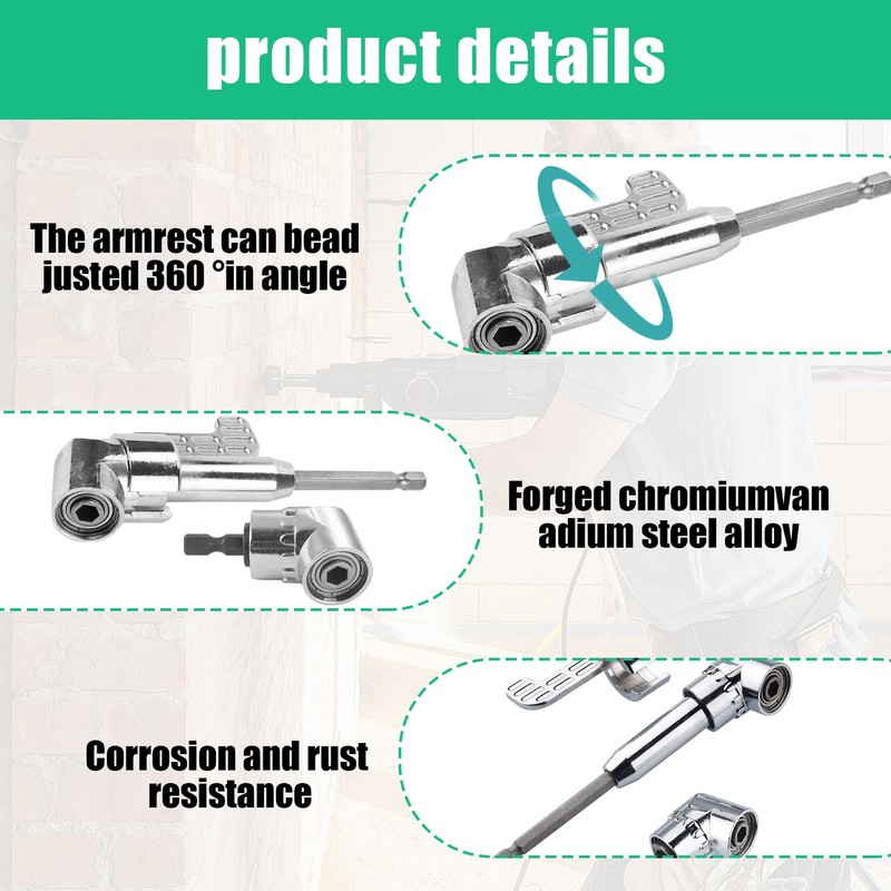 2 PCS 90 Degree Right Angle Drill Attachment Set, 105