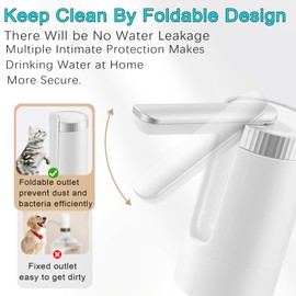 5 Gallon Water Bottle Pump - Foldable Spout, Portable Electric Water Dispenser with Smart LED Display, USB Charging 1200mAh Automatic Drinking Water Pump for Travel, Kitchen, Home, Office