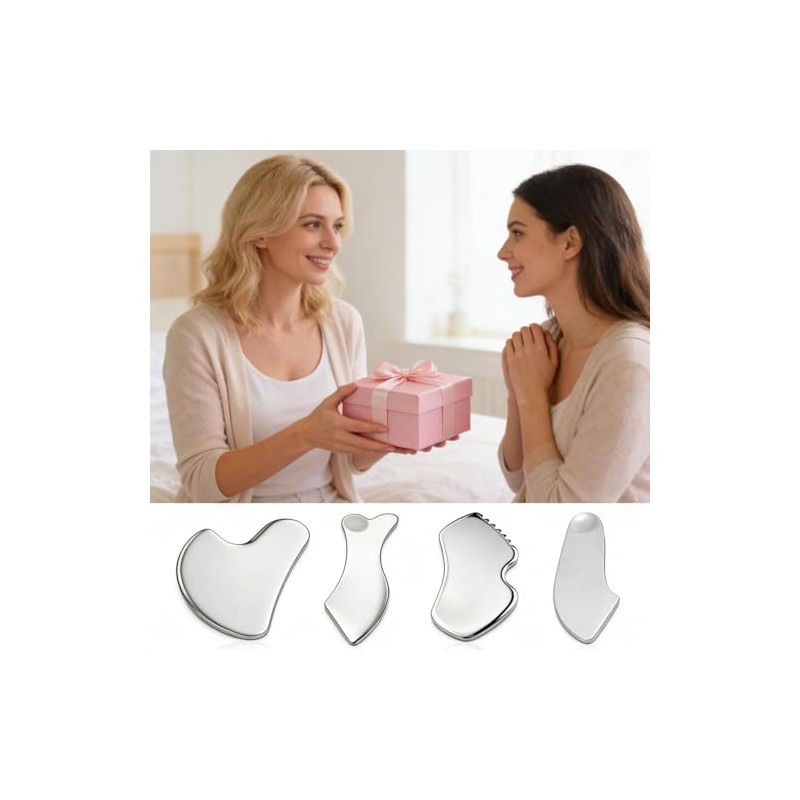 Gua Sha, Gua Sha Facial de Acero Inoxidable, Herramienta para