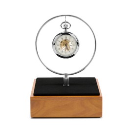 Oirlv Wood & Silver Metal Pocket Watch Display Stand, Luxury Holder for Pocket Watches & Pendants
