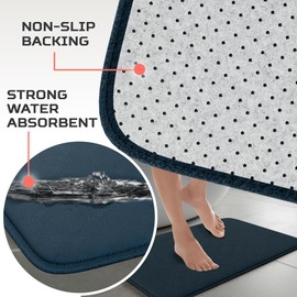 Elvoki Luxury Bathroom Rugs Set 5 Piece - Memory Foam Bath Mat, Toilet Rugs. Strong Absorbent, Non-Slip, Ultra Soft, Easy to Clean, Navy Blue