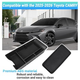 Sinminou Center Console Organizer Compatible with 2025-2026 Toyota Camry Accessories, Armrest Storage Box Glove Organizer Tray Secondary Insert Charging Zone Anti-Slip Mat with Sunglasses