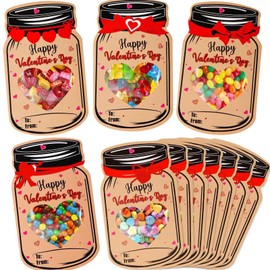 HeartYue Valentine Kraft Exchange Candy Cards Set Happy Valentine's Day Candy Holder Candy Jar Shaped Gifts for School Class Classroom Valentines Party Favors (Candy Not Included) 20 Pcs