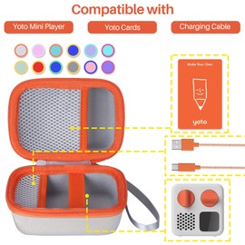 Lebakort Hard Case Compatible with Yoto Mini Kids Audio Music Player Children Speaker Plays Audiobook Cards Radio (Off White + Orange Case)