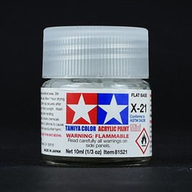 Tamiya Acrylic Mini 81521 X-21 Flat Base / 타미야 도료 아크릴 미니 81521 X-21 FLAT BASE 플랫 베이스