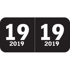 Doctor Stuff - 2019 Black Year Labels | Self-Adhesive | Col'R'Tab/Tabbies Compatible Series | Durable and Long-Lasting | 1 Roll - 500 Labels/Roll | Size (3/4" x 1-1/2")