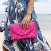 EVEOUT Women's Straw Clutch Handbag Summer Woven Purse Beach Holiday