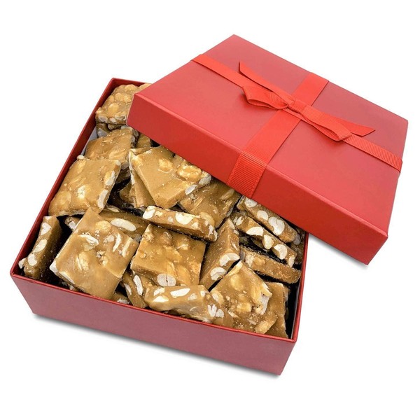 Gourmet Peanut Brittle Red Gift Box - by It's Delish, Delicious Christmas Gift