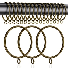 ZIJIN 40 Pcs Metal Curtain Rings with Eyelets, 1.5 inch Interior Diameter Premium Easy Glide Curtain Rrings for Curtain Rods, Bronze
