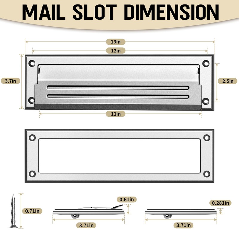 Profasion 13" x 3.7" Mail Slot for Front Door, with