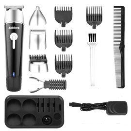 Abbicen New 5 in 1 Multi-functional Beard Trimmer Men's Grooming Kit with Beard Shaping & Styling Tool Dual Shaver Body Trimmer Precision Nose & Ear Trimmer Waterproof Recharqeable Cordless (Black)