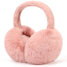 La Carrie Unisex Winter Foldable Earmuffs Plush Faux Fur Ear Muffs Outdoor Cold Weather Ear Warmers for Women and Men(Pink)
