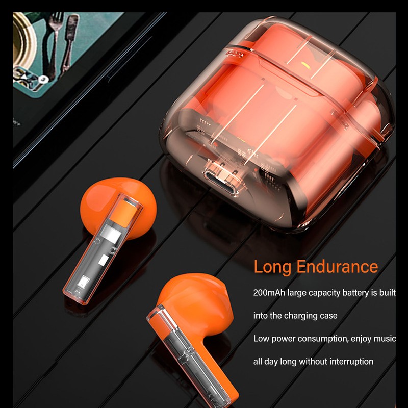 Bluetooth Earphones Stereo Noise Reduction Call Low Latency Transparent Cool