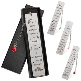 Newellsail Stainless Steel Bookmarks Teacher Bookmarks Teacher Appreciation Gifts for Graduation, Retirement, Christmas, Birthday 3 Pack (Style A)