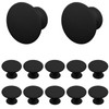 Unlorspy 12 Pcs Matte Black Round Kitchen Cabinet Knobs, 30mm/1.18