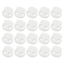 sourcing map 40Pcs 5mm Plastic Cord Locks Double Hole Spring Slider Toggles Clip End Stopper Fastener for Drawstrings Paracord Shoelace, White