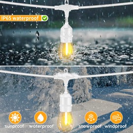 SUFEIMAS 100FT White Outdoor String Lights Waterproof 30+2 Plastic LED Bulbs 2700K Patio String Lights for Outside Porch, Pergola, Backyard, Bistro, Garden,Wedding Lights