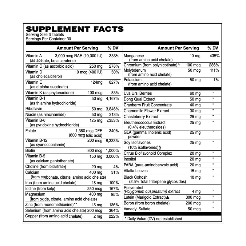 Netrition Active Women's Multivitamin Formula 90 Tablets