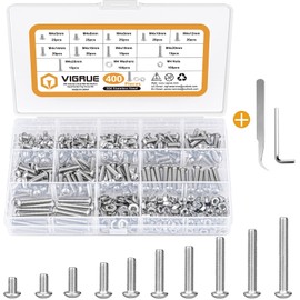 VIGRUE 400 Pieces M4 Screws Set, Stainless Steel 304 Screws and Nuts Washers Set, Round Button Head, Allen Head Hex Screws with Wrench Thread Screws
