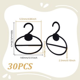 AHANDMAKER 50Pcs Black Scarf Hanger, Oval Scarf Display Storage Hangers Space Saving Plastic Scarves Holder Organizer for Shop Home Headscarves Ties Belts Sorting Storaging, 5.5x6.3 Inches