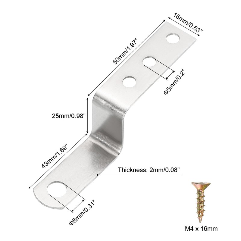 sourcing map 10 Pcs Z Shape Corner Bracket, 1 Inch