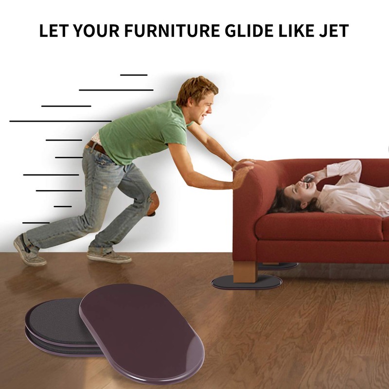 8 Pack Large Furniture Movers Sliders for Carpet, 9 1/2"