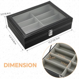 MYFULLY 8 Slot Eyeglass Sunglass Storage Box | PU Leather Multi Sunglasses Organizer for Women Men, Display Case