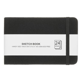 PATIKIL 5.5x3.5" Watercolor Sketchbook, 24 Sheet 300GSM/203lb Watercolor Paper Sketchbooks Acid Free Watercolor Journal Hardcover Artists Paper Pads for Painting, Black