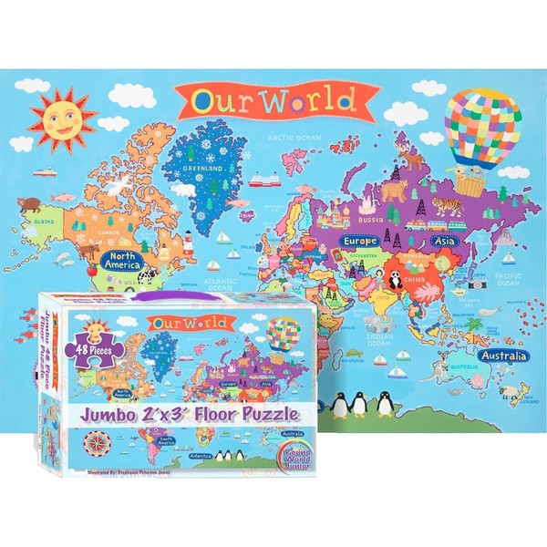 Waypoint Geographic Kid’s World Jumbo 48-Piece Floor Puzzle, Informative Puzzles
