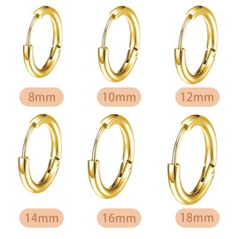JEYORZY 6 Pieces Small Hoop Earrings Gold for Women Girls Hoop Earrings Gold Earrings Set Hypoallergenic Cartilage Daith Helix Piercings Earrings for Multiple Piercings, Women's Lightweight Small Hoop