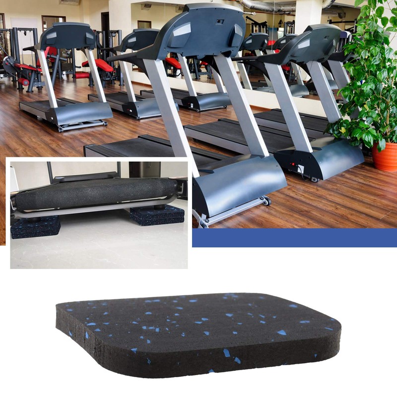 EMSea 6Pcs Treadmill Mats High Density Thickened Black Blue Dot