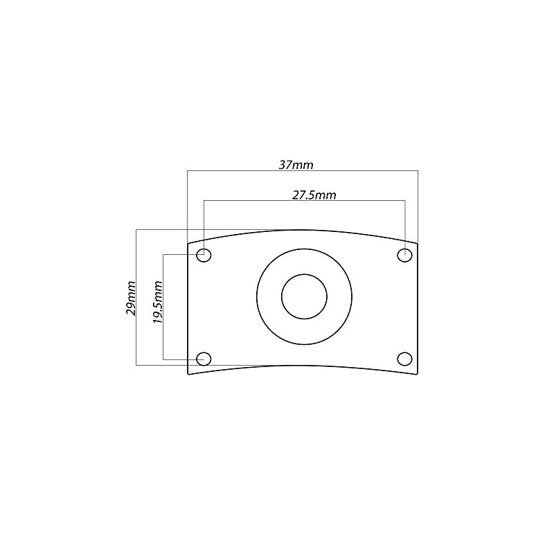 Rectangular Curved Jack Plate for Electric Guitar - Black