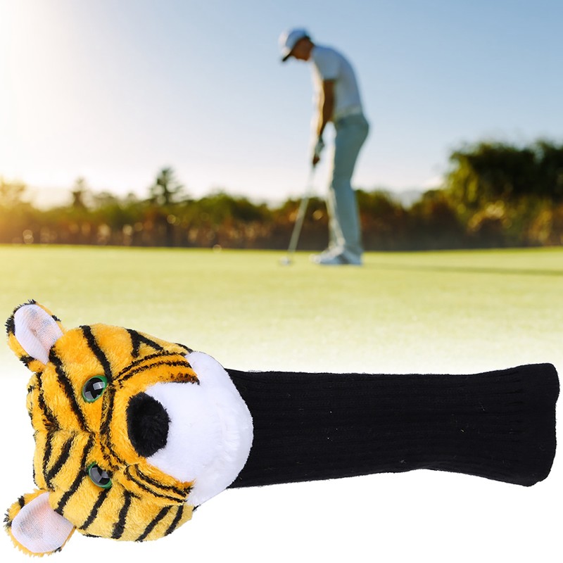 Plush Fabrics Cartoon Tiger Pattern Golf Putters Head Covers Headcovers