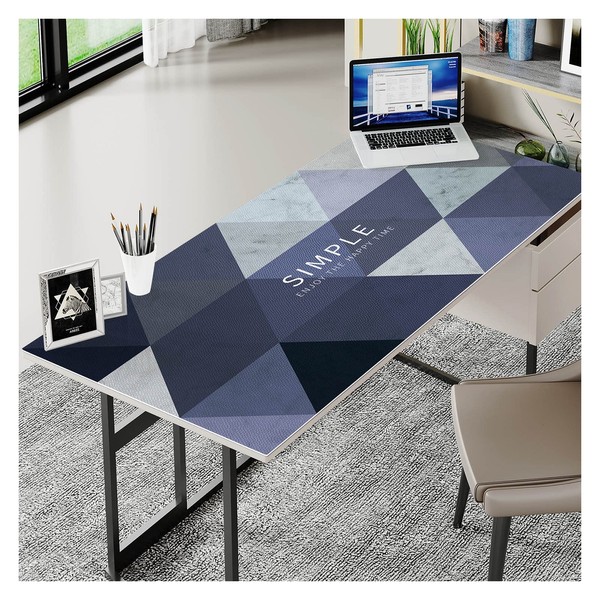 EGT Geometry Waterproof Leather Tablecloth, Table Protector for Study Computer